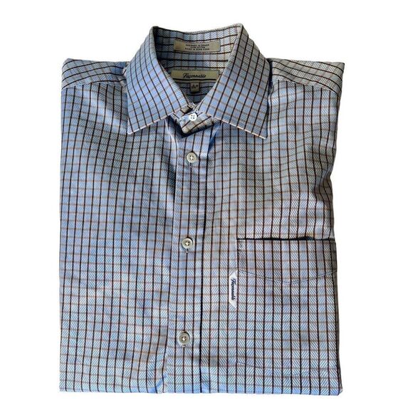 Faconnable France Dress Shirt Designer Plaid Long Sleeve Mens Size 3/15.5R - Picture 3 of 11